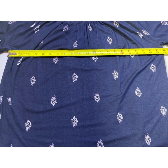 Style & Co. XL Shirring Top Blue Paisley Design Rayon & Spandex Blend - Picture 5 of 10